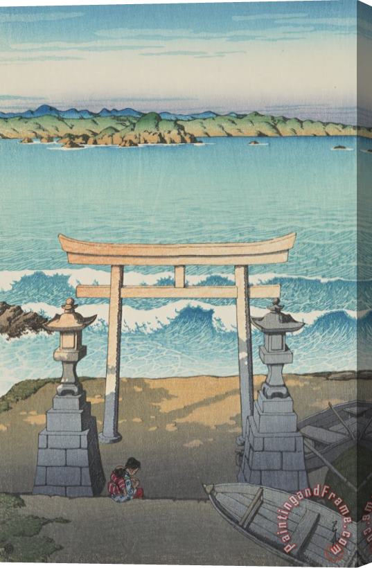 Kawase Hasui Torii by The Sea (boshu Futomi), From The Series Souvenirs of Travels, Third Series (tabi Miyage, Dai San Shu) Stretched Canvas Painting / Canvas Art