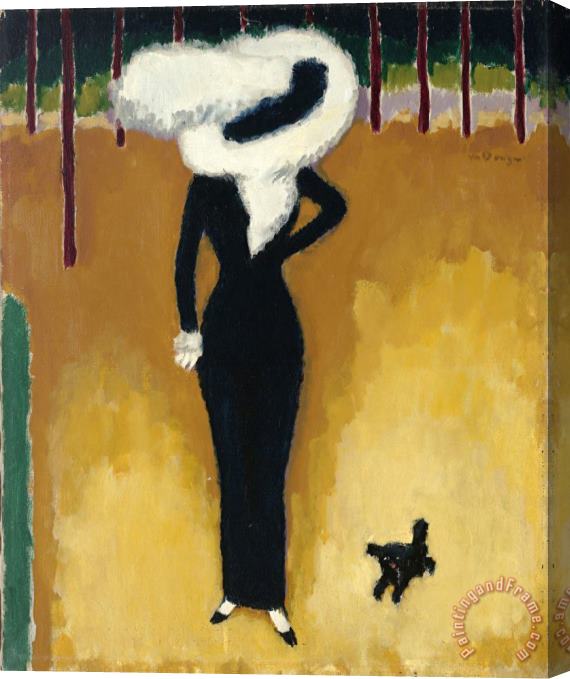 Kees van Dongen La Parisienne (la Dame Au Chien) (parisian Lady) Stretched Canvas Painting / Canvas Art
