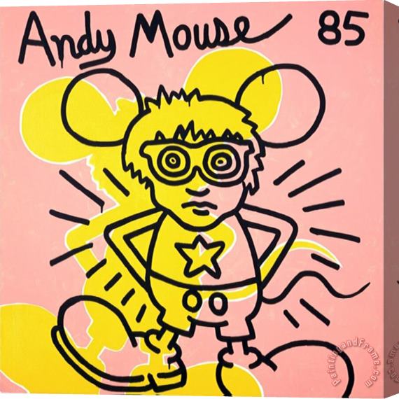 Keith Haring Andy Mouse 1985 Stretched Canvas Painting / Canvas Art