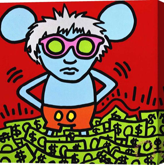 Keith Haring Andy Mouse 1986 Stretched Canvas Painting / Canvas Art