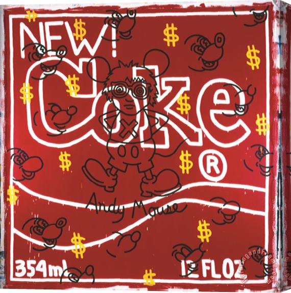 Keith Haring Andy Mouse New Coke, 1985 Stretched Canvas Painting / Canvas Art