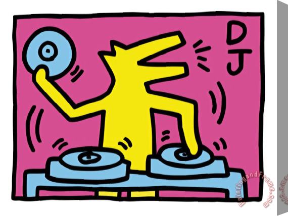 Keith Haring Pop Shop Dj Stretched Canvas Painting / Canvas Art