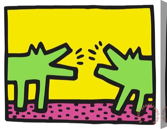 Keith Haring Pop Shop Dogs Stretched Canvas Painting / Canvas Art