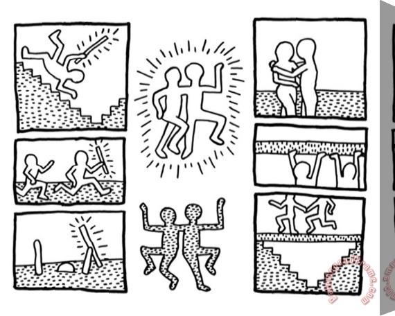 Keith Haring The Blueprint Drawings 1990 Stretched Canvas Print / Canvas Art