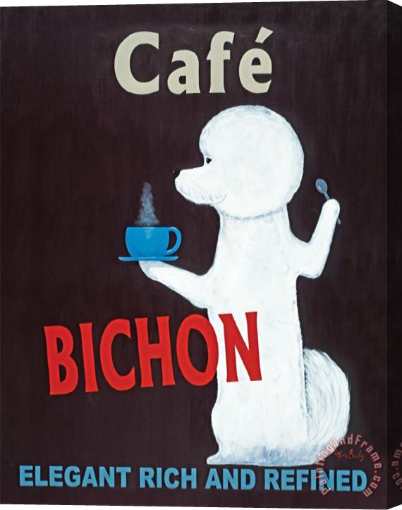 Ken Bailey Bichon Cafe Stretched Canvas Painting / Canvas Art