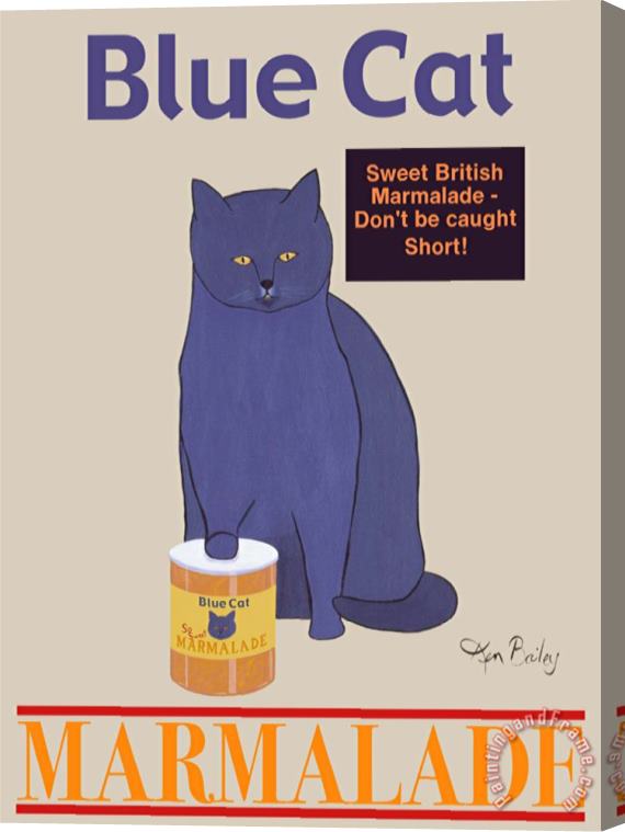 Ken Bailey Blue Cat Stretched Canvas Print / Canvas Art