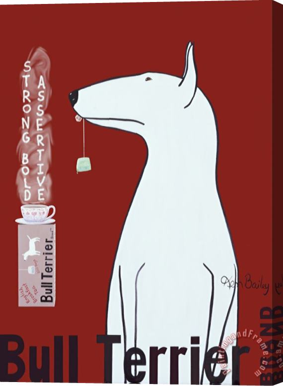 Ken Bailey Bull Terrier Tea Stretched Canvas Print / Canvas Art