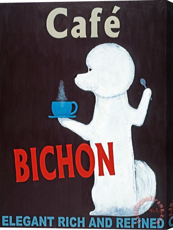 Ken Bailey Cafe Bichon Stretched Canvas Painting / Canvas Art
