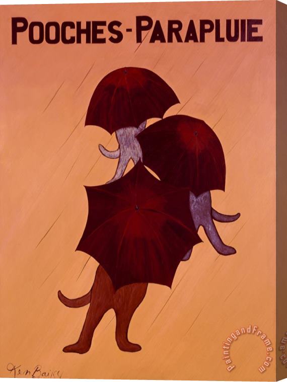Ken Bailey Pooches Parapluie Stretched Canvas Print / Canvas Art
