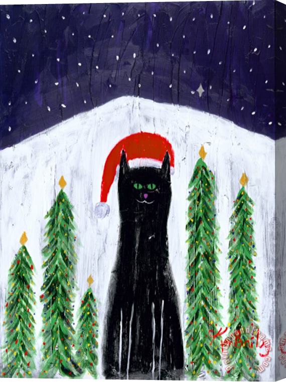 Ken Bailey Santa Cat Stretched Canvas Print / Canvas Art