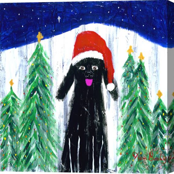 Ken Bailey Santa Dog Stretched Canvas Painting / Canvas Art