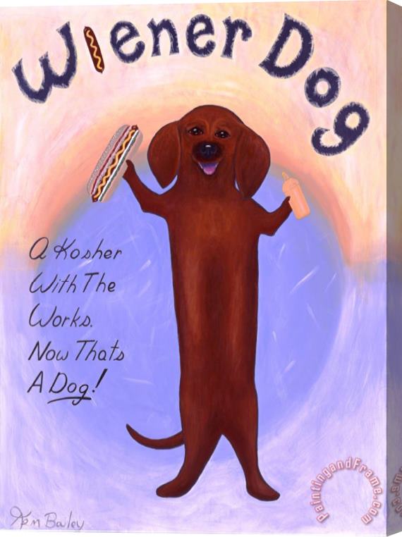 Ken Bailey Wiener Dog Stretched Canvas Print / Canvas Art