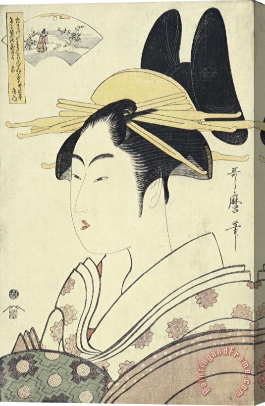 Kitagawa Utamaro An Okubi E Portrait of a Courtesan Representing The Hagi Or Noji River Stretched Canvas Print / Canvas Art