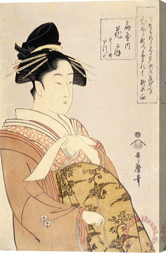 Kitagawa Utamaro Courtesan Hanao Gi of The O Giya House Stretched Canvas Painting / Canvas Art