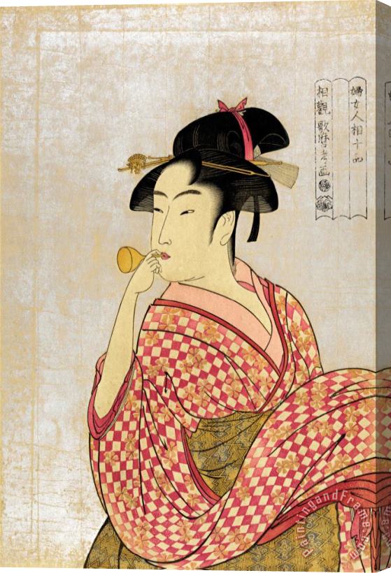 Kitagawa Utamaro Poppen O Fuku Musume Stretched Canvas Painting / Canvas Art