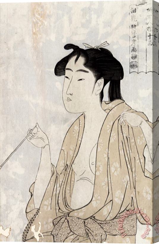 Kitagawa Utamaro Woman Smoking a Pipe Stretched Canvas Print / Canvas Art
