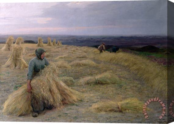 Knud Larsen The Harvesters Svinklov Viildemosen Jutland Stretched Canvas Print / Canvas Art