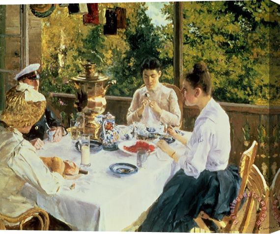 Konstantin Alekseevich Korovin At the Tea-Table Stretched Canvas Painting / Canvas Art
