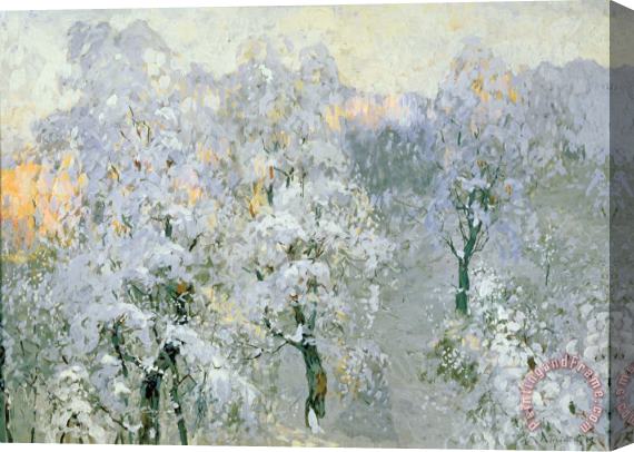 Konstantin Ivanovich Gorbatov Trees in Wintry Silver Stretched Canvas Print / Canvas Art