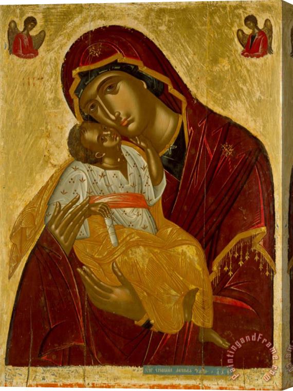 Lambardos Emmanuel The Virgin of Tenderness Stretched Canvas Painting / Canvas Art