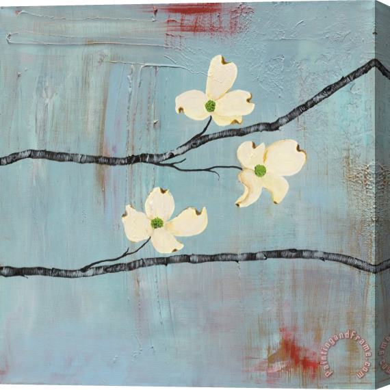 Laura Gunn Dogwood on Blue III Stretched Canvas Painting / Canvas Art