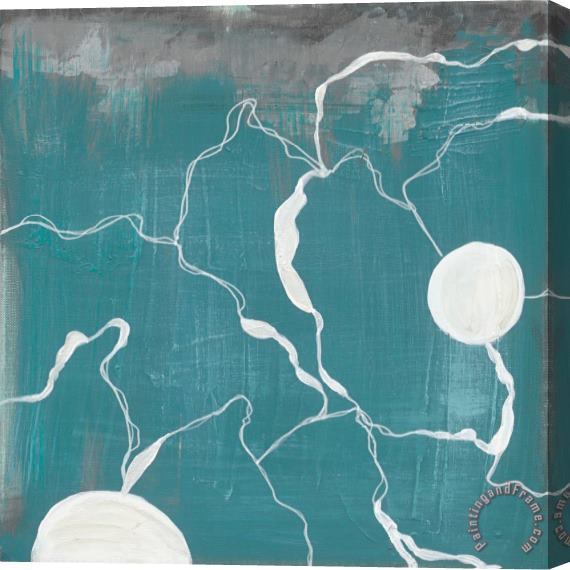 Laura Gunn Poppy Outline on Turquoise IV Stretched Canvas Painting / Canvas Art