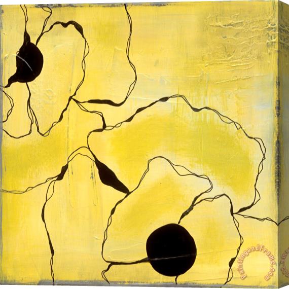Laura Gunn Poppy Outline on Yellow I Stretched Canvas Print / Canvas Art