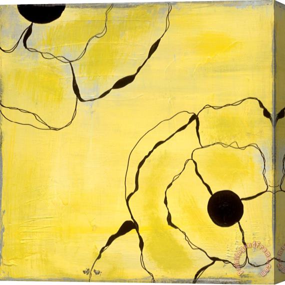 Laura Gunn Poppy Outline on Yellow II Stretched Canvas Painting / Canvas Art