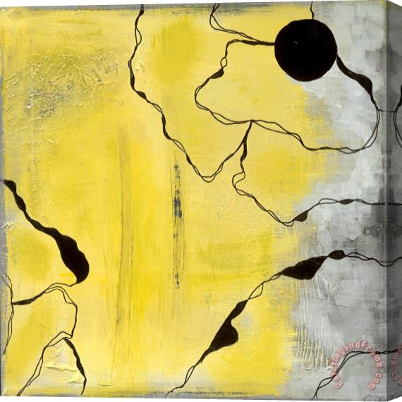 Laura Gunn Poppy Outline on Yellow IV Stretched Canvas Painting / Canvas Art