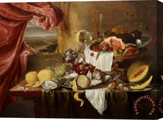 Laurens Craen Still Life with Imaginary View Stretched Canvas Print / Canvas Art