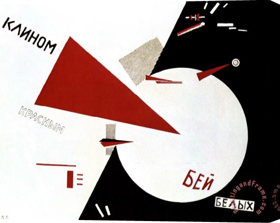 Lazar Lissitzky Drive Red Wedges In White Troops 1920 Stretched Canvas Painting / Canvas Art