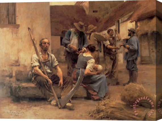 Leon Augustin Lhermitte Paying The Harvesters Stretched Canvas Print / Canvas Art