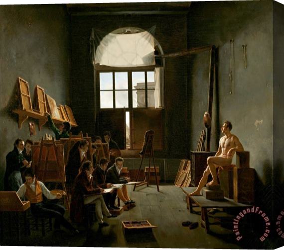 Leon Mathieu Cochereau The Studio of Jacques Louis David Stretched Canvas Painting / Canvas Art