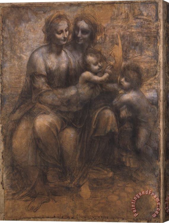 Leonardo da Vinci Madonna And Child with St Anne And The Young St John Stretched Canvas Painting / Canvas Art
