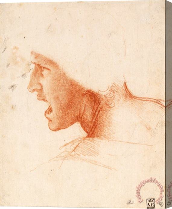 Leonardo da Vinci Study Of A Warrior's Head For The Battle Of Anghiari Stretched Canvas Print / Canvas Art