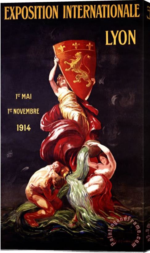 Leonetto Cappiello Exposition Internationale Lyon 1914 Stretched Canvas Print / Canvas Art