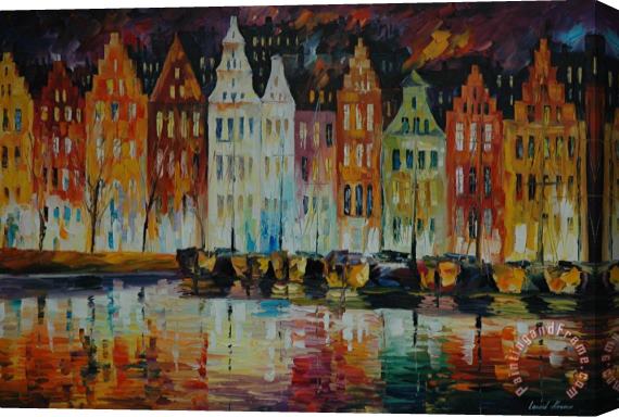 Leonid Afremov Amsterdam's Panorama Stretched Canvas Painting / Canvas Art