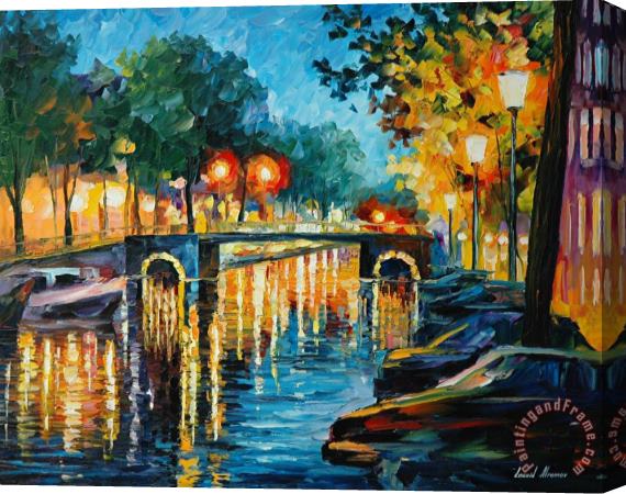 Leonid Afremov Amsterdam's Reflect Stretched Canvas Painting / Canvas Art