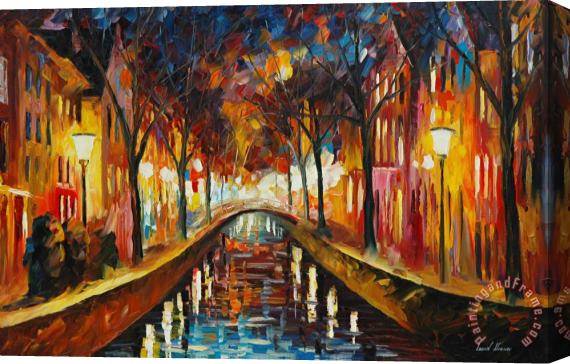 Leonid Afremov Amsterdam Fascinating Evening Stretched Canvas Painting / Canvas Art
