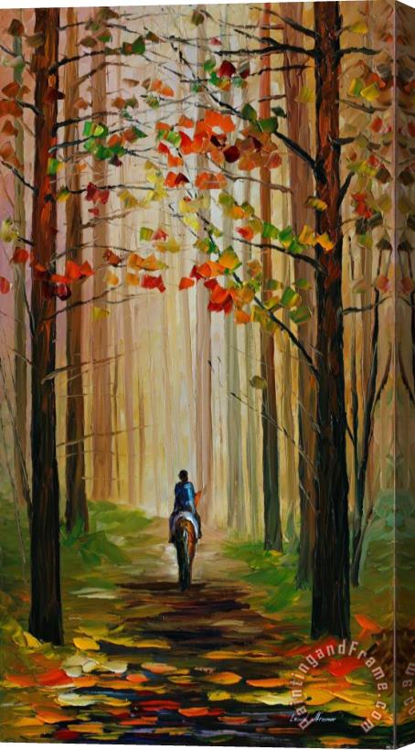 Leonid Afremov Autumn Stroll On A Horse Stretched Canvas Painting / Canvas Art