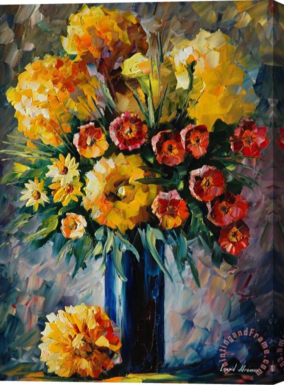 Leonid Afremov Beautiful Flowers Stretched Canvas Print / Canvas Art