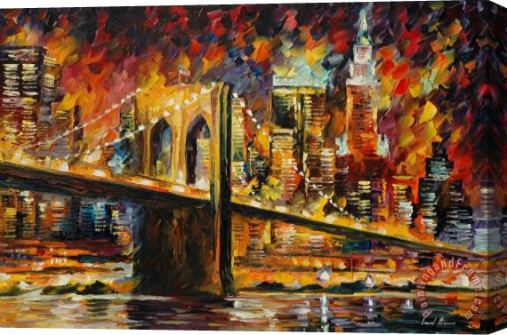 Leonid Afremov Brooklyn Bridge Stretched Canvas Painting / Canvas Art