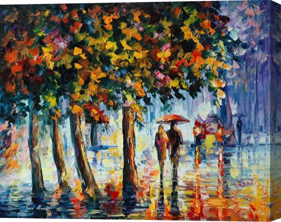 Leonid Afremov Coolness Of The Rain Stretched Canvas Print / Canvas Art