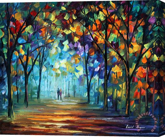 Leonid Afremov Couple in the fog Stretched Canvas Print / Canvas Art