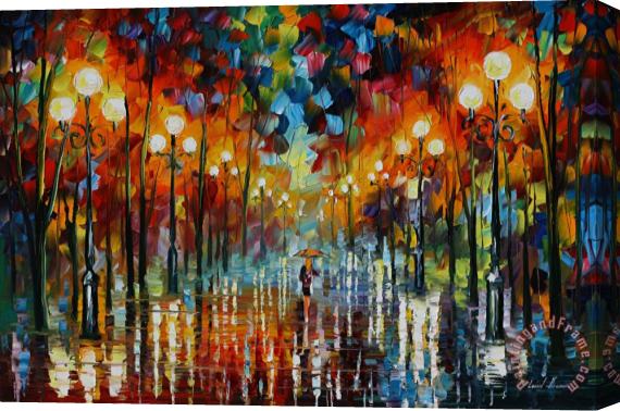 Leonid Afremov Date With The Rain Stretched Canvas Print / Canvas Art