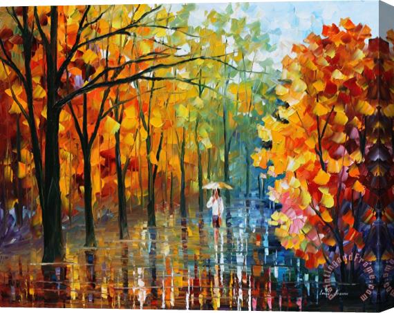 Leonid Afremov Fall Alley Stretched Canvas Painting / Canvas Art