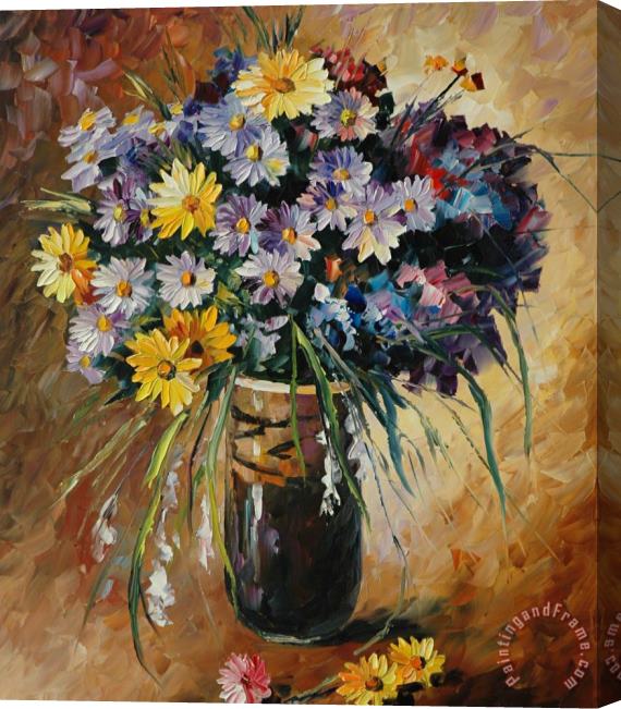 Leonid Afremov Flowers Arrangement Stretched Canvas Painting / Canvas Art
