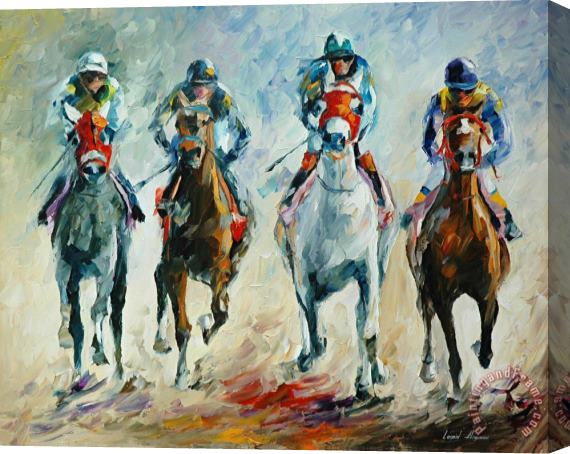 Leonid Afremov Horse Racing Stretched Canvas Print / Canvas Art
