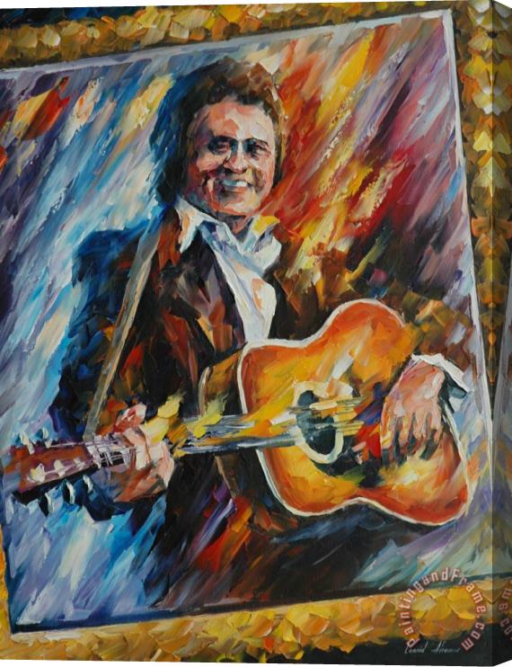 Leonid Afremov Johnny Cash In The Mirror Stretched Canvas Print / Canvas Art
