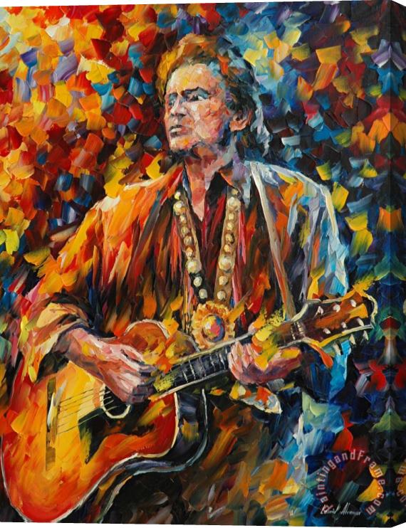 Leonid Afremov Johnny Cash Stretched Canvas Print / Canvas Art